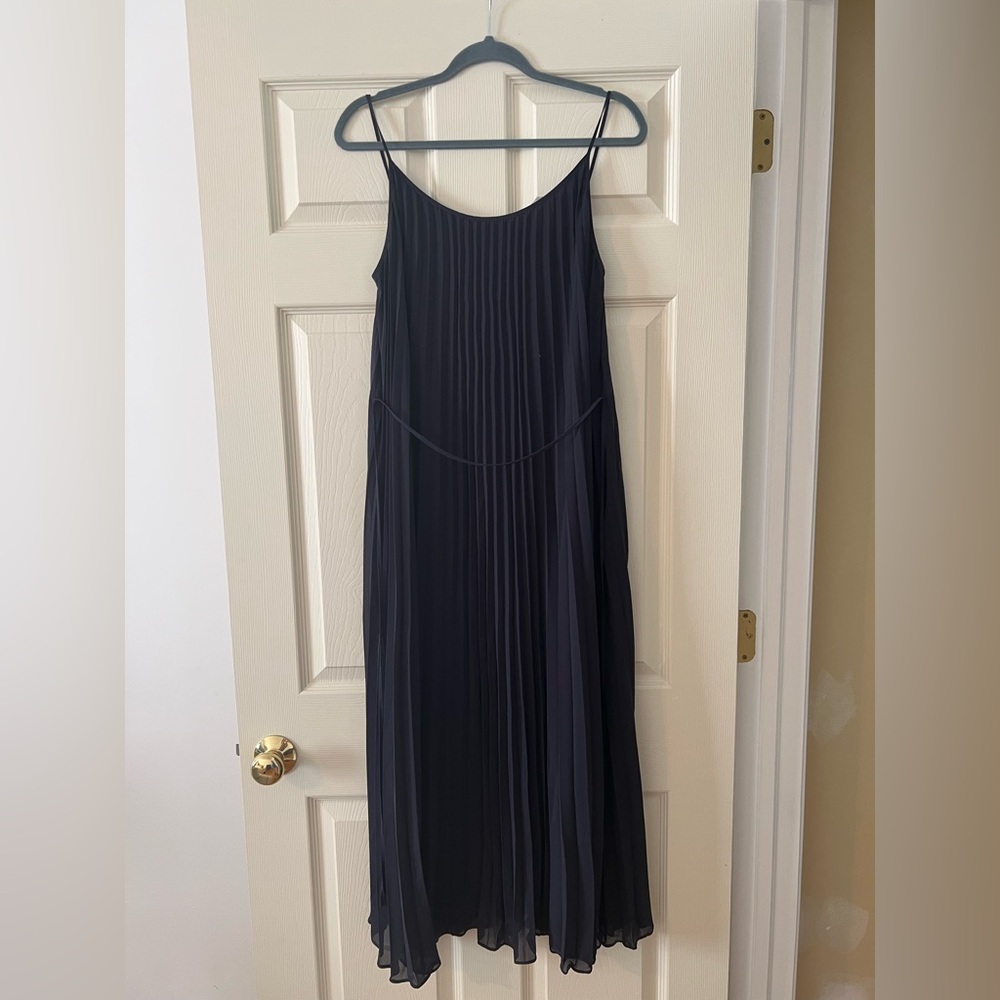 H&M Navy Pleated Maxi Slip Dress